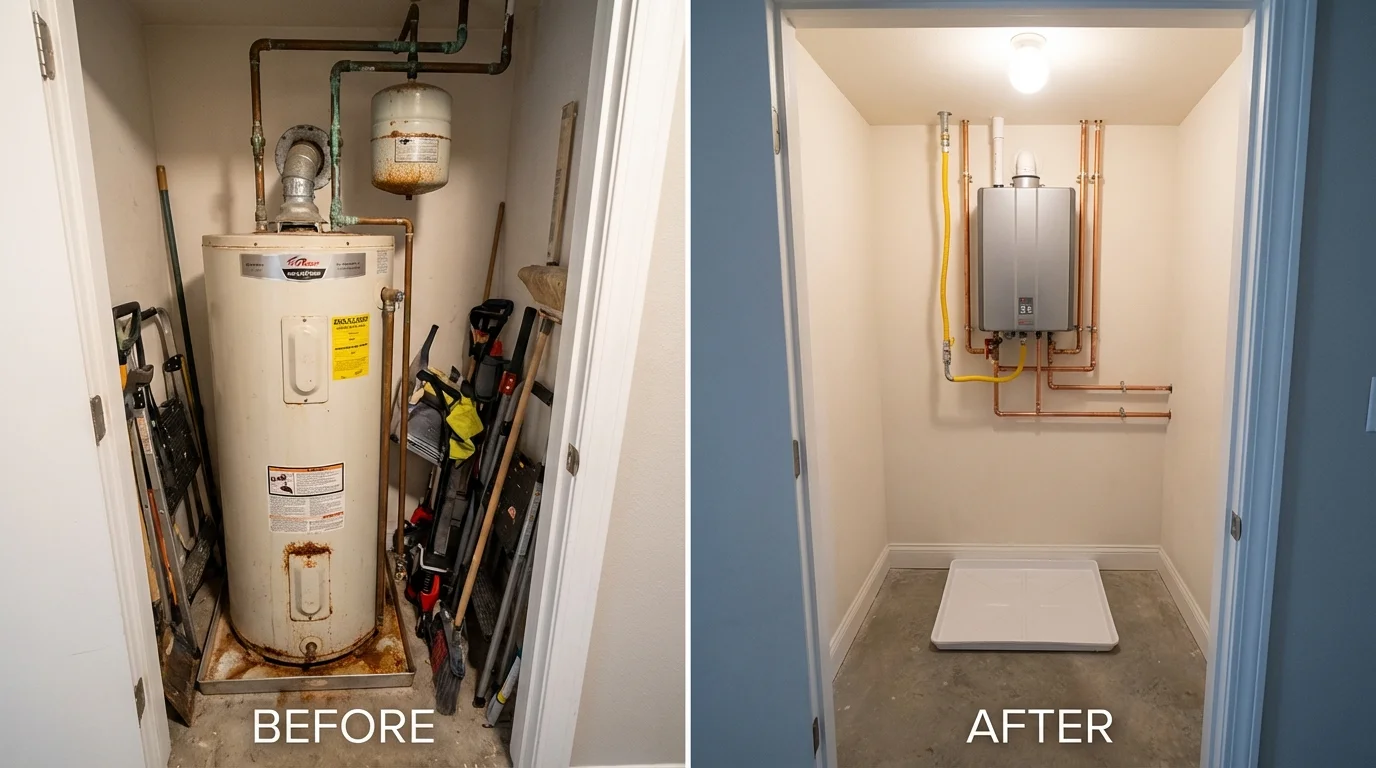 Tank water heater versus wall-mounted tankless unit comparison for Milton, FL homeowners